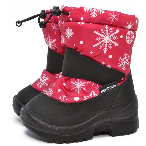 фото Nordman mini сапоги на липучке, малодетские, цвет темно- розовые со снежинкам, rip- stop, размер 24