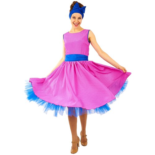 фото Карнавальный костюм стиляга в розовом платье женский птица феникс 44-46 p0405