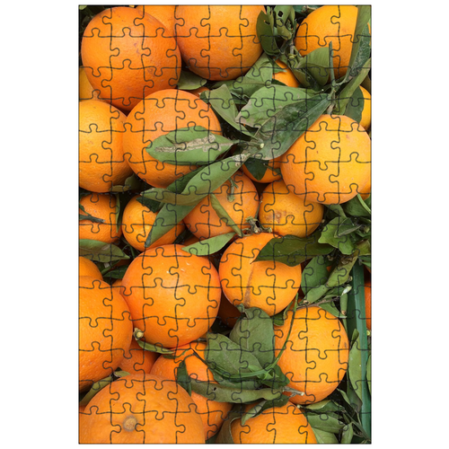 фото Магнитный пазл 27x18см."апельсины, базарная палатка, оранжевый" на холодильник lotsprints