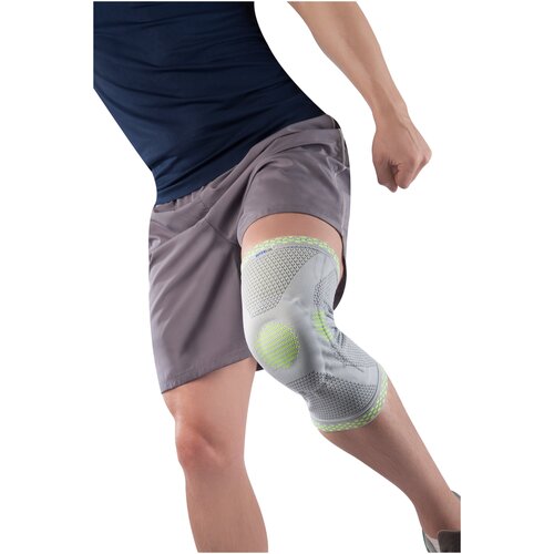 фото Бандаж компрессионный на коленный сустав с силиконовым кольцом sportsupport sb к01, серый m интерлин