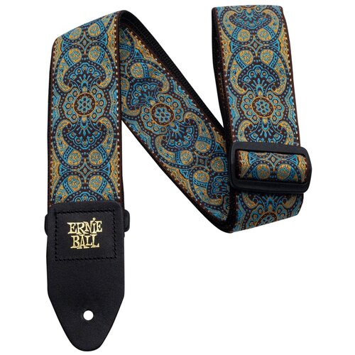 фото Ernie ball 4098 imperial paisley jacquard гитарный ремень, полипропилен, кожаные нашивки