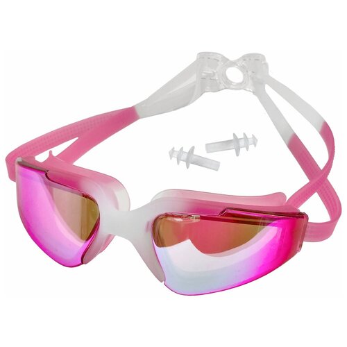 фото C33452-2 очки для плавания взрослые с берушами (розовые) hawk