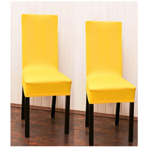 фото Чехол на стул / чехол для стула со спинкой / комплект 2 шт / чехлы для мебели / коллекция "jersey" желтый luxalto