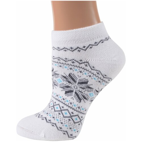 фото Женские носки из полушерсти grinston socks (pingons) белые, размер 25