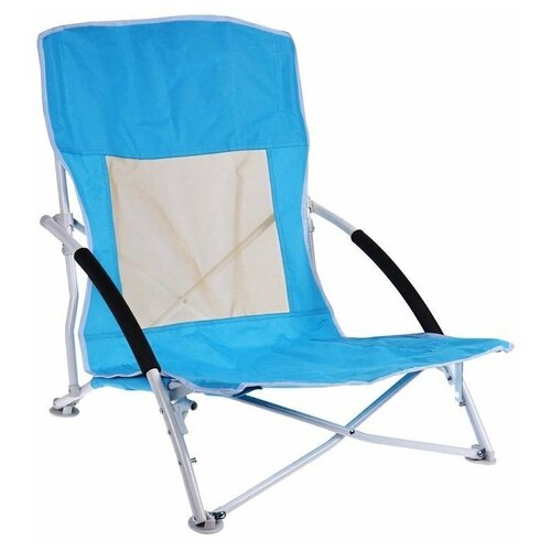 фото Складное пляжное кресло camping life, полиэстер 600d, металл, максимальная нагрузка 110 кг, голубое, 55х60х64 см, koopman international