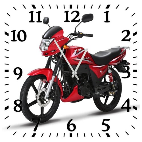 фото Svs настенные часы svs 4001781 черно-красный мотоцикл