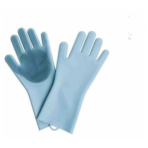 фото Силиконовые перчатки для мытья посуды xiaomi jj magic голубой