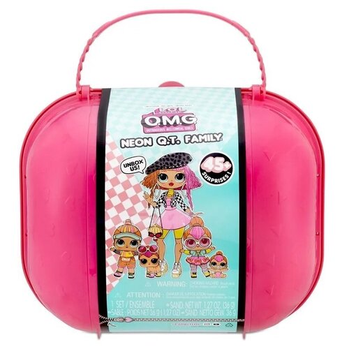 фото Игровой набор с куклой l. o. l. surprise! neon qt family - семья неон в розовом чемодане l.o.l.