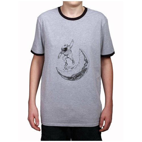 фото "футболка мужская с манжетами "" лунный скейтер"", серая, размер 50-52 куякъ