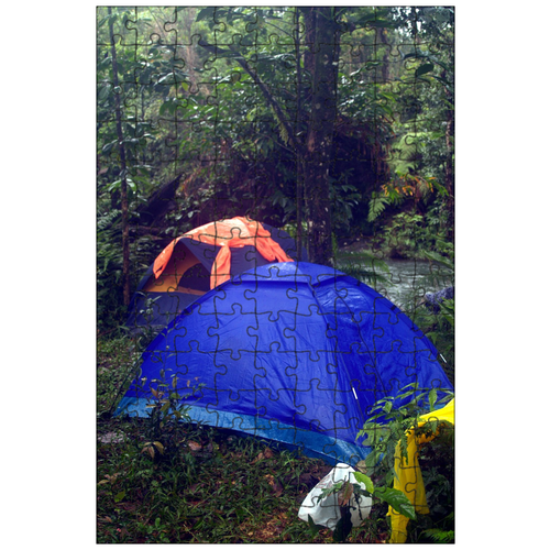 фото Магнитный пазл 27x18см."отдых на природе, на открытом воздухе, палатка" на холодильник lotsprints