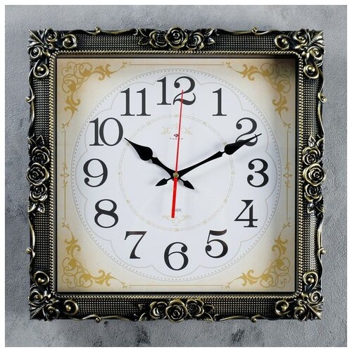 фото Часы настенные, серия: классика, "барака", чёрное золото, 38х38 см рубин