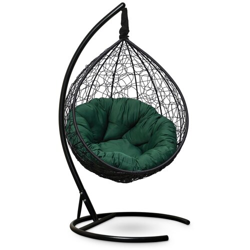 фото Подвесное кресло- кокон laura outdoor sevilla verde черное + каркас (черная подушка)