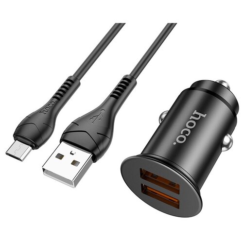 фото Зарядное устройство hoco nz1 developer 2xusb + кабель usb - microusb black