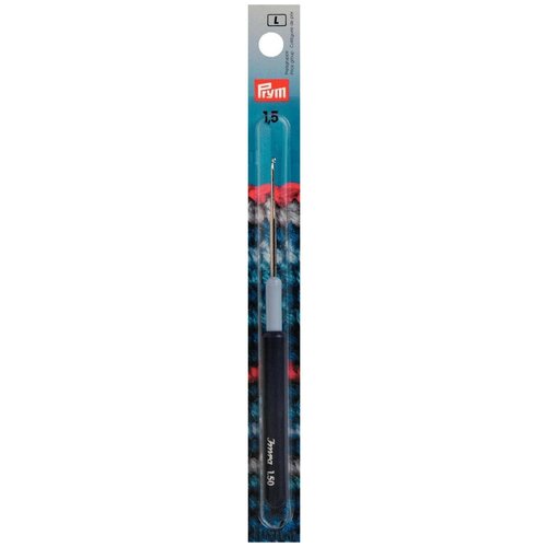 фото Крючок prym с пластиковой ручкой и колпачком 11753190 диаметр 1.5 мм, длина 12.5 см, серебристый/фиолетовый