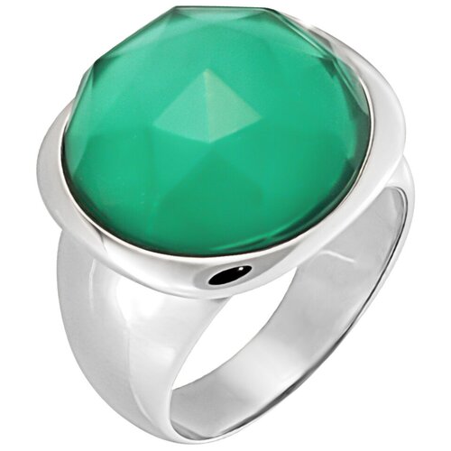 фото Balex кольцо 1436930228 из серебра 925 пробы с агатом зелёным природным и горным хрусталем, размер 16.5