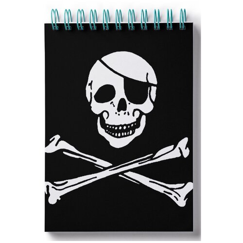 фото Блокнот для записей, листы в клетку пазл магнитный пиратский флаг, череп и кости drabs