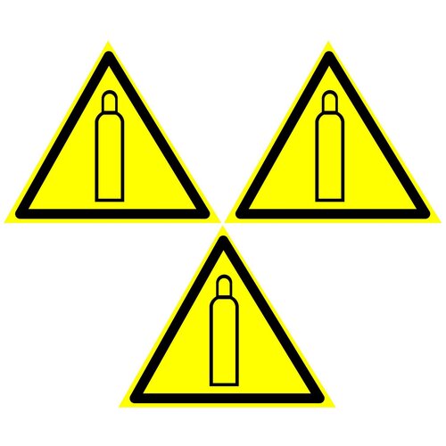 фото Предупреждающие знаки. w 19 газовый баллон гост 12.4.026-2015. размер 100х100 мм. 3 шт. мега принт