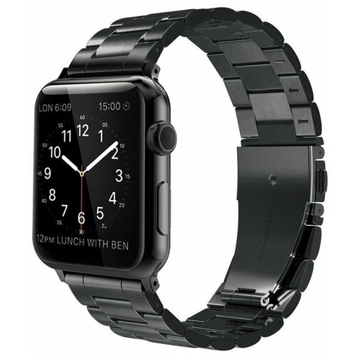 фото Металлический блочный (стальной) ремешок для смарт часов apple watch (series 1-6) 38/40 mm, черный smartelectronics