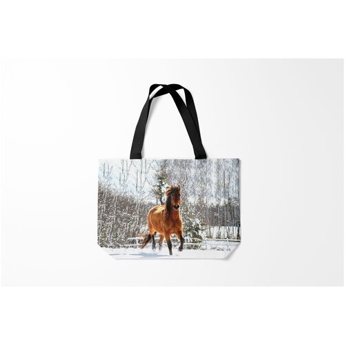 фото Сумка-шоппер / 46х35 см / звери / лошади конь и снег burnettie