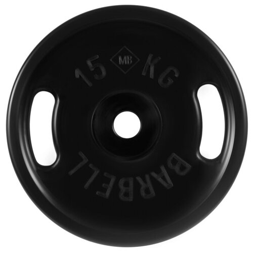 фото Диск mb barbell евро-классик с ручками mb-pltbs 15 кг черный