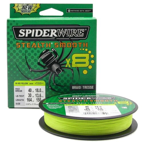фото "плетеная леска spiderwire stealth smooth 8 braid ярко-желтая 150м 0,19мм 18,0кг"