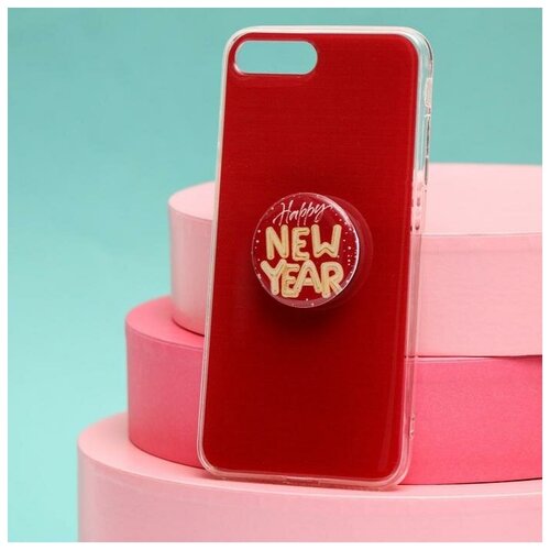 фото Чехол с попсокетом для iphone 7, 8 plus «с новым годом», 7,7 × 15,8 см mikimarket