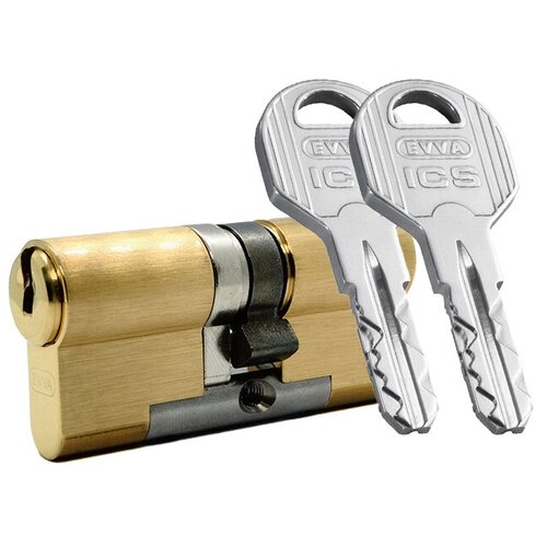 фото Цилиндр evva ics ключ-ключ с функцией vario (размер 71х31 мм) - латунь (5+5 ключей)