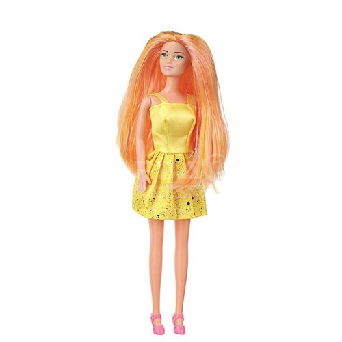 фото Кукла игроленд, 29 см, в стильном платье, цветные волосы, полиэстер, 267-837
