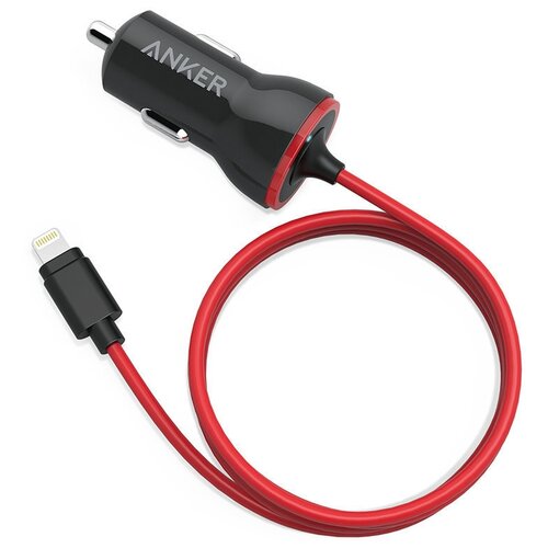 фото Автомобильное зарядное устройство anker с кабелем lightning, цвет черный/красный