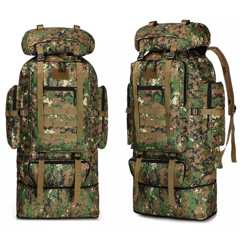 фото Тактический военный 90 литров армейский рюкзак спортивный для горных видов спорта туризма кемпинга альпинизма путешествий хаки no brand