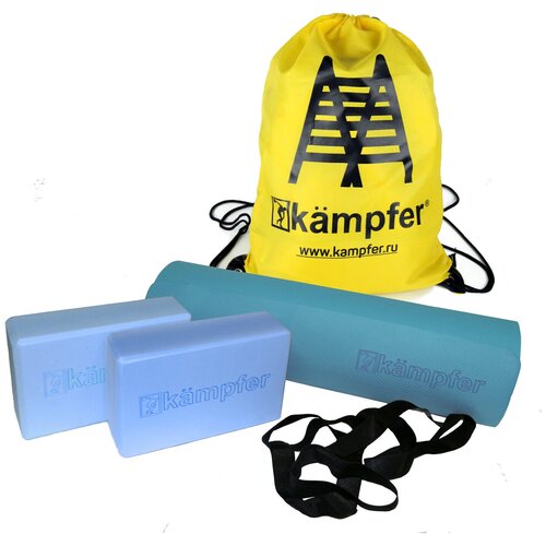 фото Комбо-набор для йоги kampfer combo blue (голубой/желтый)