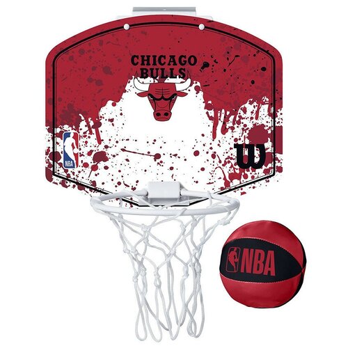 фото Набор для мини-баскетбола wilson nba team mini hoop chicago, арт.wtba1302chi, щит с кольцом, мяч р.1