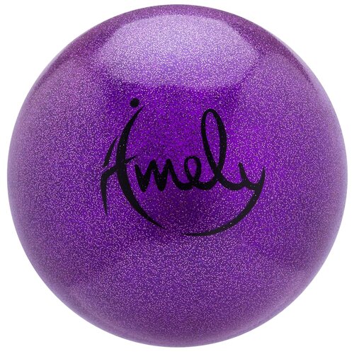 фото Мяч для художественной гимнастики amely agb-303, 19 см, фиолетовый с блестками