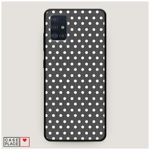 фото Чехол силиконовый матовый samsung galaxy a51 сетка в горох белая case place