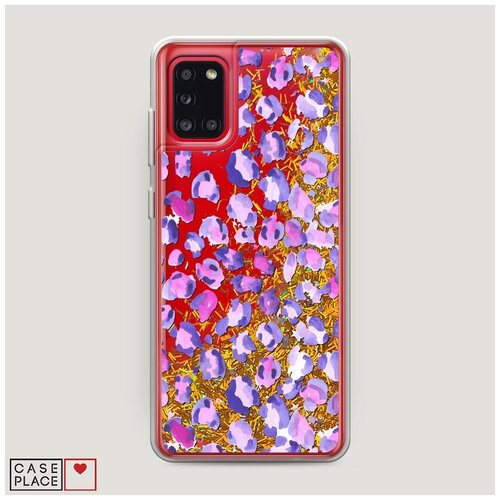 фото Чехол жидкий с блестками samsung galaxy a31 леопардовый принт акварель case place