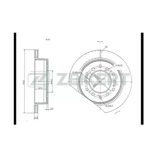 фото Bs5145 zekkert диск тормозной задний toyota land cruiser prado 9/120 96-09, lexus gx470 02-, surf 21 02-09