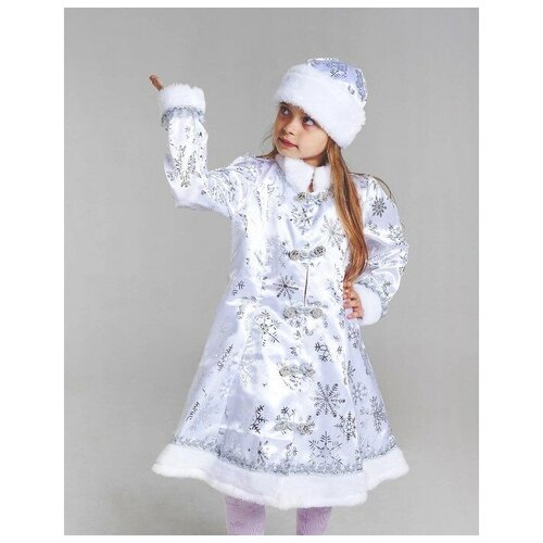 фото Детский костюм снегурочки парча, белый metrokids