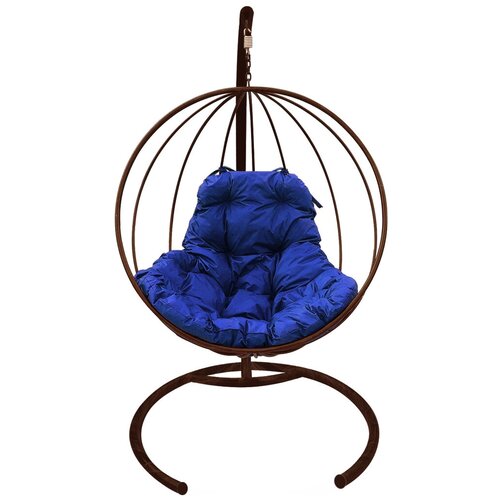 фото Подвесное кресло m- group круг без ротанга коричневое , синяя подушка m-group