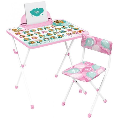 фото Комплект nika стол + стул забавные медвежата (кп2/зм) 60x45 см розовый/белый