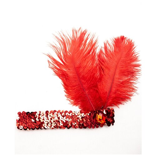фото Красная повязка со стразом и перьями (10478) widmann