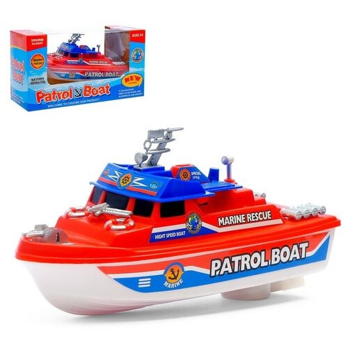 фото Катер «патрульная лодка», работает от батареек, цвета микс. mikimarket