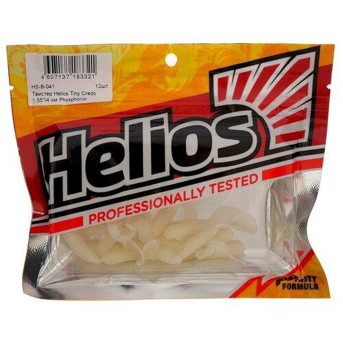 фото Твистер helios тiny credo 4 см phosphorus hs-8-041, набор 12 шт.