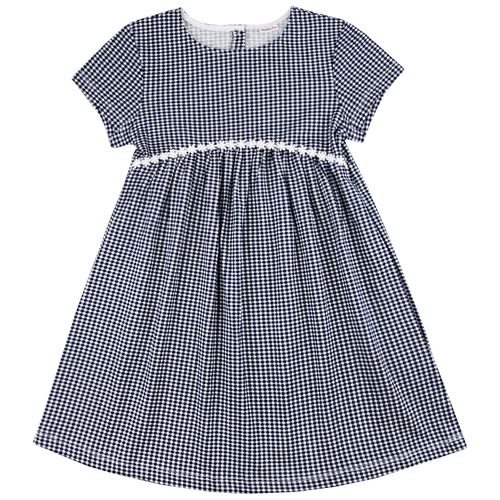 фото Платье на девочку цвет клетка серый/белый размер 110-116 ткань кулирка 100% хлопок юлала
