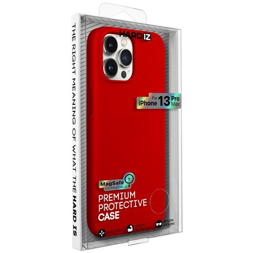 фото Защитная силиконовая панель hardiz liquid silicone magsafe magnet case for iphone 13 pro max с магнитным кольцом красный