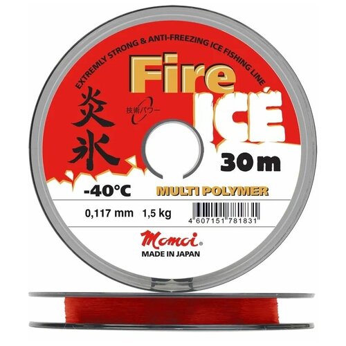 фото Монофильная леска для рыбалки momoi fire ice, 0.117 мм, 1.5 кг, 30 м, зимняя леска, 1 шт