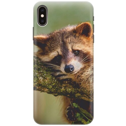 фото Gosso ультратонкий силиконовый чехол-накладка для apple iphone xs max с принтом "задумчивый енот"