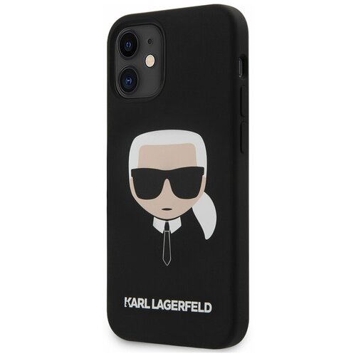 фото Силиконовый чехол-накладка для iphone 12 mini karl lagerfeld liquid silicone karl's head hard, черный