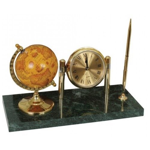 фото Часы на подставке из мрамора galant, с глобусом и шариковой ручкой