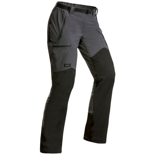 фото Прочные брюки для треккинга - trek 500 темно-серые - женские v2, размер: eu44 ru50 (l31), цвет: угольный серый/черный/угольный серый forclaz х декатлон decathlon