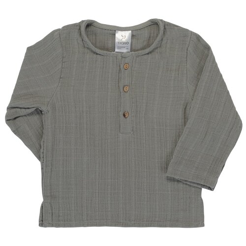фото Рубашка из хлопкового муслина серого цвета из коллекции essential 24-36m tkano